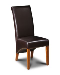 Brown Leather Rollback Dining Chair