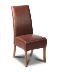Antique Brown Leather Madrid Dining Chair