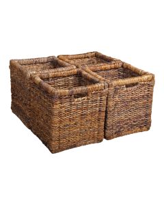 Set of 4 Coffee Table Rattan Baskets