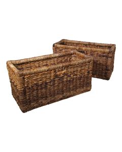 Set of 2 Bookcase Rattan Baskets - In Stock