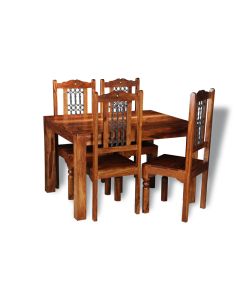  Cuba 120cm Dining Table and 4 Jali Dining Chairs - In Stock