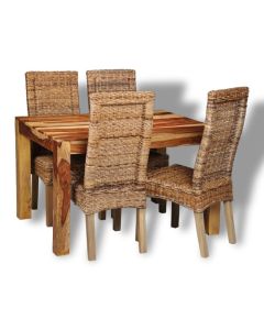 Cuba Light 120cm Dining Table & 4 Rattan Chairs