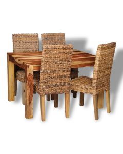 Small Cube Light Dining Table & 4 Rattan Chairs
