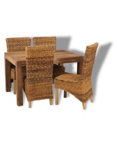 Cuba Natural 120cm Dining Table & 4 Rattan Chairs