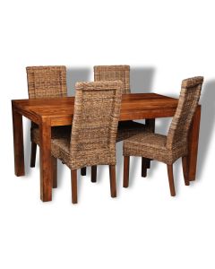 Cube Dining Table & 4 Rattan Chairs