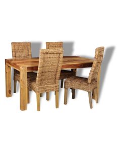 Cube Light Medium Table & 4 Rattan Chairs