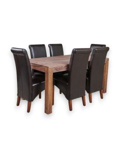 Cube Natural 180cm Dining Table & 6 Rollback Chairs