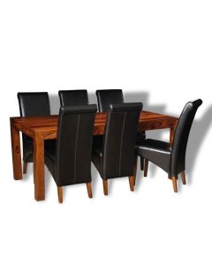 Large Cube Dining Table & 6 Rollback Dining Chairs 