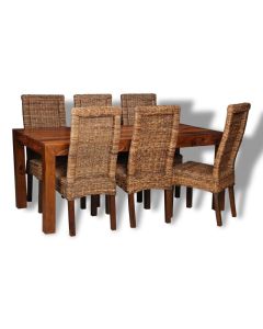 Cuba 180cm Dining Table & 6 Rattan Chairs