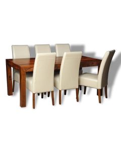 Cube 180cm Dining Table & 6 Madrid Chairs (3 Colours) - In Stock