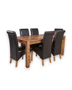 Cube Light Dining Table & 6 Rollback Chairs