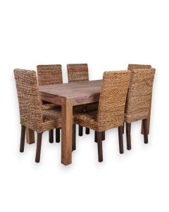 Cube Natural 180cm Dining Table & 6 Rattan Chairs