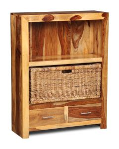 Cube Light 2 Drawer Bookcase With Rattan Basket - Last 1 Remaining