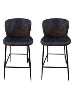 Charcoal Grey Velvet Bar Stools