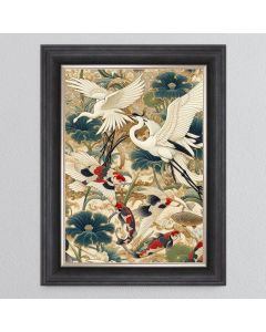 Oriental Framed Art - Cranes - In Stock