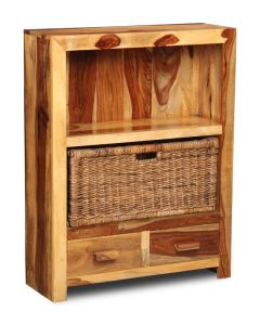 Cuba Light 2 Drawer Bookcase and Rattan Basket - Last 1 Remaining