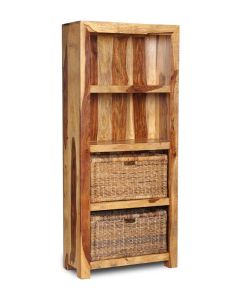 Cuba Light Bookcase With Rattan Baskets - In Stock