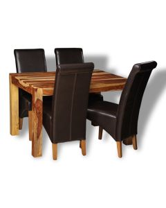 Small Cube Light Dining Table & 4 Rollback Chairs