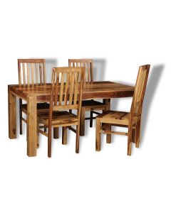 Cube Light 160cm Dining Table & 4 Sheesham Solid Wood Chairs - Due 20th May