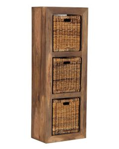 Cube Natural 3 Hole Storage Cube with Rattan Baskets - In Stock