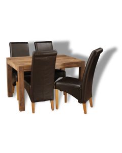 Cube Natural 120cm Dining Table (In Stock) & 4 Rollback Chairs (Due 30th January)