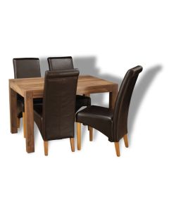 Cuba Natural 120cm Dining Table & 4 Rollback Chairs