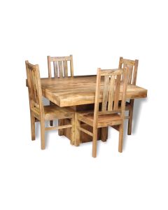 Light Dakota 120cm Cube Dining Table & 4 Dakota Chairs - In Stock