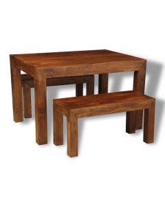 Dakota 120cm Dining Table & 2 Dakota Benches - In Stock