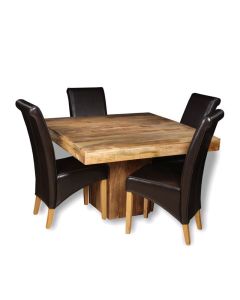 Light Dakota 120cm Cube Dining Table & 4 Rollback Chairs