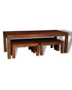 Dakota 220cm Dining Table & 4 Small Benches - In Stock