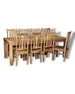 Light Mango Wood Dining Table & 8 Mango Wood Dining Chairs