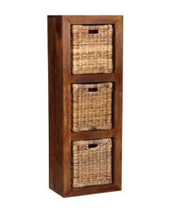 Dakota Triple Storage Cube with 3 Rattan Baskets