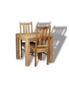 Light Mango Wood 80cm Dining Table & 2 Mango Wood Chairs