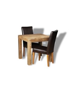 Light Mango Wood 80cm Dining Table & 2 Barcelona Chairs