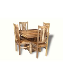 Light Dakota 90cm Cube Dining Table & 4 Dakota Chairs - In Stock