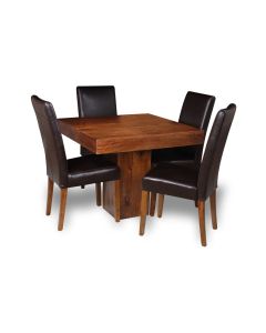 Small Dakota Cube Dining Table & 4 Barcelona Leather Chairs : Barcelona - Brown