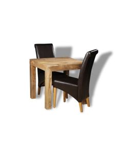 Light Mango Wood 80cm Dining Table & 2 Rollback Dining Chairs