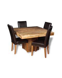 Light Dakota 120cm Cube Dining Table & 4 Barcelona Chairs