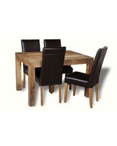 Light Dakota 120cm Dining Table & 4 Leather Chairs