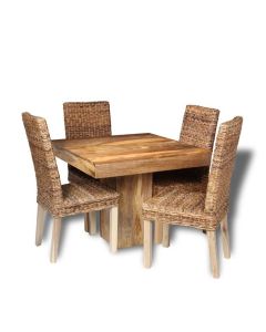Light Dakota 90cm Cube Dining Table & 4 Havana Chairs 