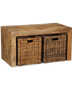 Light Dakota Coffee Table with Rattan Baskets