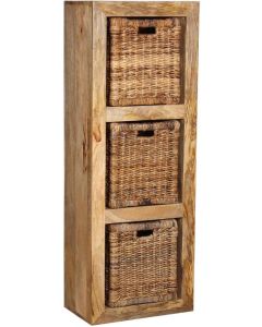 Light Dakota Triple Storage Cube With 3 Rattan Baskets