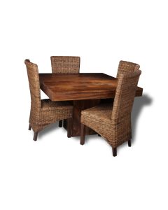 Dakota Cube Dining Table & 4 Rattan Chairs : Rollback