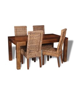 Dakota 160cm Dining Table & 4 Rattan Chairs : Salsa