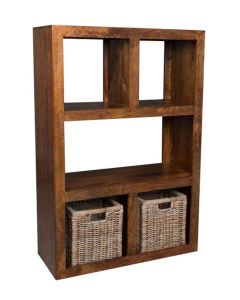 Dakota Open Bookcase with Rattan Baskets