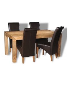 Mango Light 160cm Dining Table & 4 Rollback Chairs