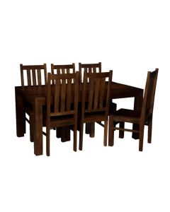 Mango Wood 180cm Dining Table & 6 Dining Chairs