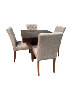 Mango Wood 90cm Cube Dining Table & 4 Milan Button Dining Chairs