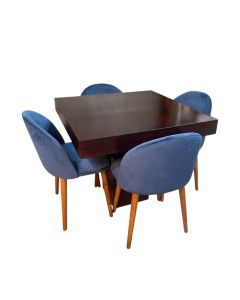 Mango Wood 90cm Cube Dining Table & 4 Zena Dining Chairs