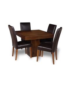 Mango Wood 90cm Cube Dining Table & 4 Barcelona Chairs